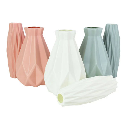 Nordic Flower Vase Imitation Ceramic Plastic Flower Vase Pot Home Living Room Desktop Decoration Wedding Centerpiece Arrangement