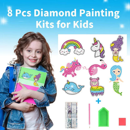 Kids Diamond Painting Stickers Kits for Children Easy DIY Disney Mermaid Cartoon Stickers Diamond Painting by Numbers Art Crafts