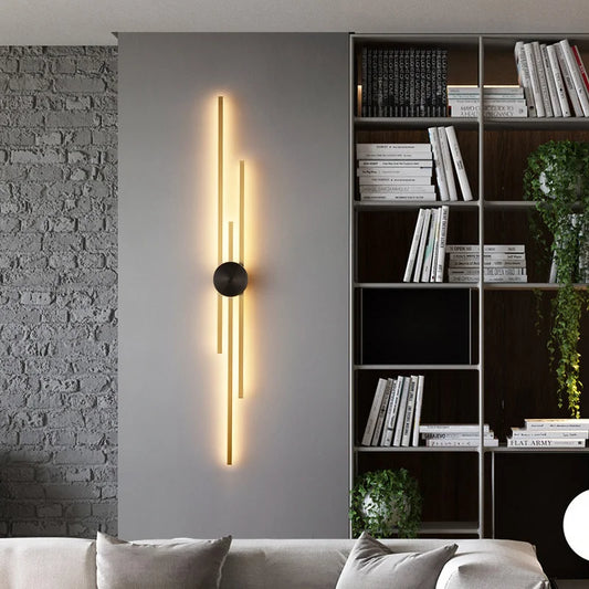 Lámpara de pared moderna y larga LED para sala de estar, comedor, Loft, candelabro montado en la pared, decoración, luz de noche para dormitorio, accesorio de escalera