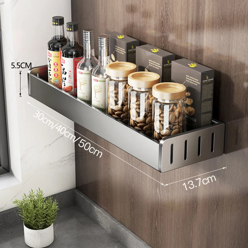 Estante organizador de especias para condimentos de cocina montado en la pared, estante de almacenamiento de cocina, organizadores de estantes de pared, estante con gancho colgante para cocina