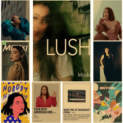 Affiche vintage du chanteur de hip-hop Mitski Lush Bury Me At Makeout Creek, papier kraft, impression pour la maison, la chambre, le bar, le café, décoration murale