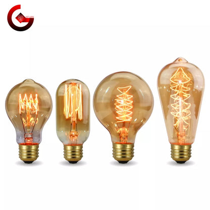 Ampoule rétro Edison E27 220V 40W, A60 ST58 ST64 T10 T45 T185 G80 G95, Ampoule Vintage à Filament, lampe spirale à incandescence