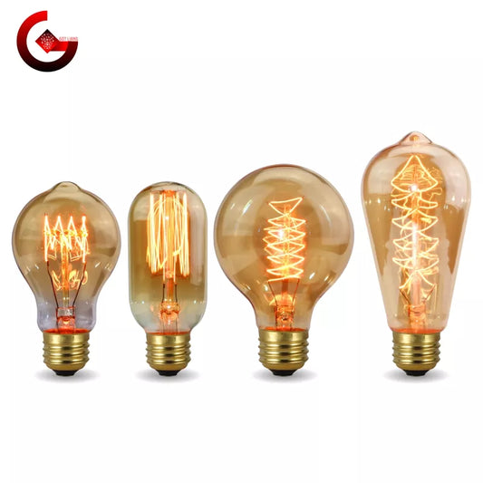 Bombilla Edison Retro E27 220V 40W bombilla A60 ST58 ST64 T10 T45 T185 G80 G95 filamento Vintage ampolla lámpara incandescente en espiral