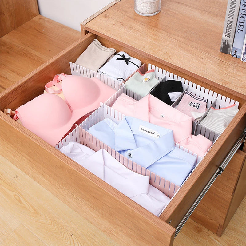 4Pcs Adjustable Drawer Divider Household Storage Combination Partition Makeup Sock Underwear Drawer Organizer Board of Cabinets