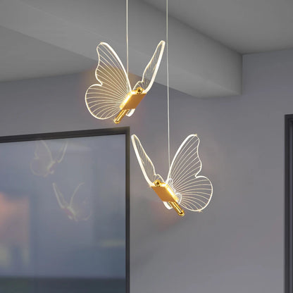 Butterfly Led Pendant Lights Nordic Golden Bedside Chandelier Lighting For Living Room Bedroom Bedside Lamps Indoor Lighting