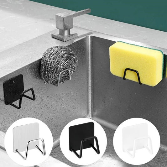 Soporte de esponjas para fregadero de cocina de acero inoxidable, estante de secado de drenaje autoadhesivo, ganchos de pared para cocina, accesorios, organizador de almacenamiento