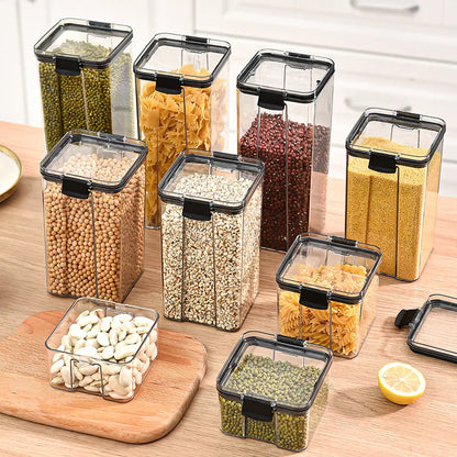 Sealed Jars Kitchen Grain Storage Organizer Large Tank Plastic Moisture-proof Storage Box Household Seasoning Jars Set