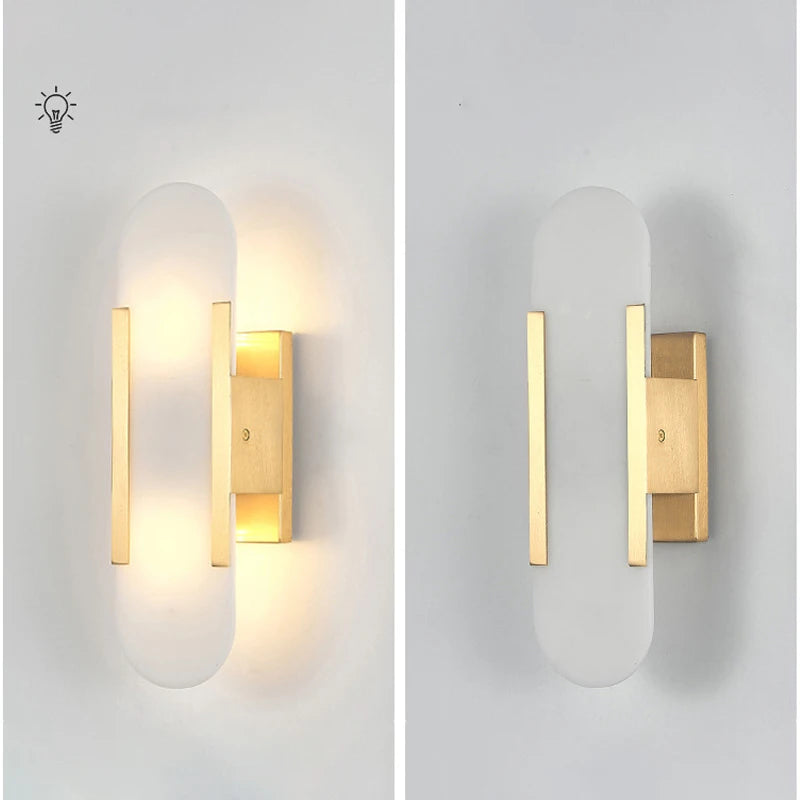 Scandinavian Led Wall Sconce Brass Interior Lamp with Glass Shade for Living Room Bedroom Creative Modern Wall Mirror Lighting