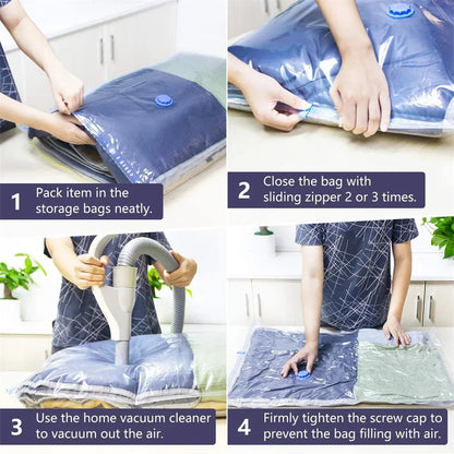 Vacuum Storage Bags More Space Save Compression Travel Seal Zipper for Clothes Pillows Bedding Closet Home Organizer