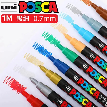 UNI POSCA Marker Pen Set,Acrylic Plumones Rotuladores PC-1M,3M,5M,8K,17K,7/8/15 Colors POP Poster Pen/Graffiti Advertisement Art