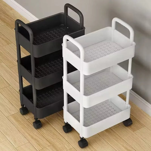 Carro organizador auxiliar con ruedas, mueble de cocina, estante de almacenamiento, estantería de plástico móvil, cesta de verduras