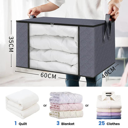 Sac de rangement pour vêtements de grande capacité, conteneurs de rangement pour couvertures pliables pour organiser le placard de la chambre à coucher