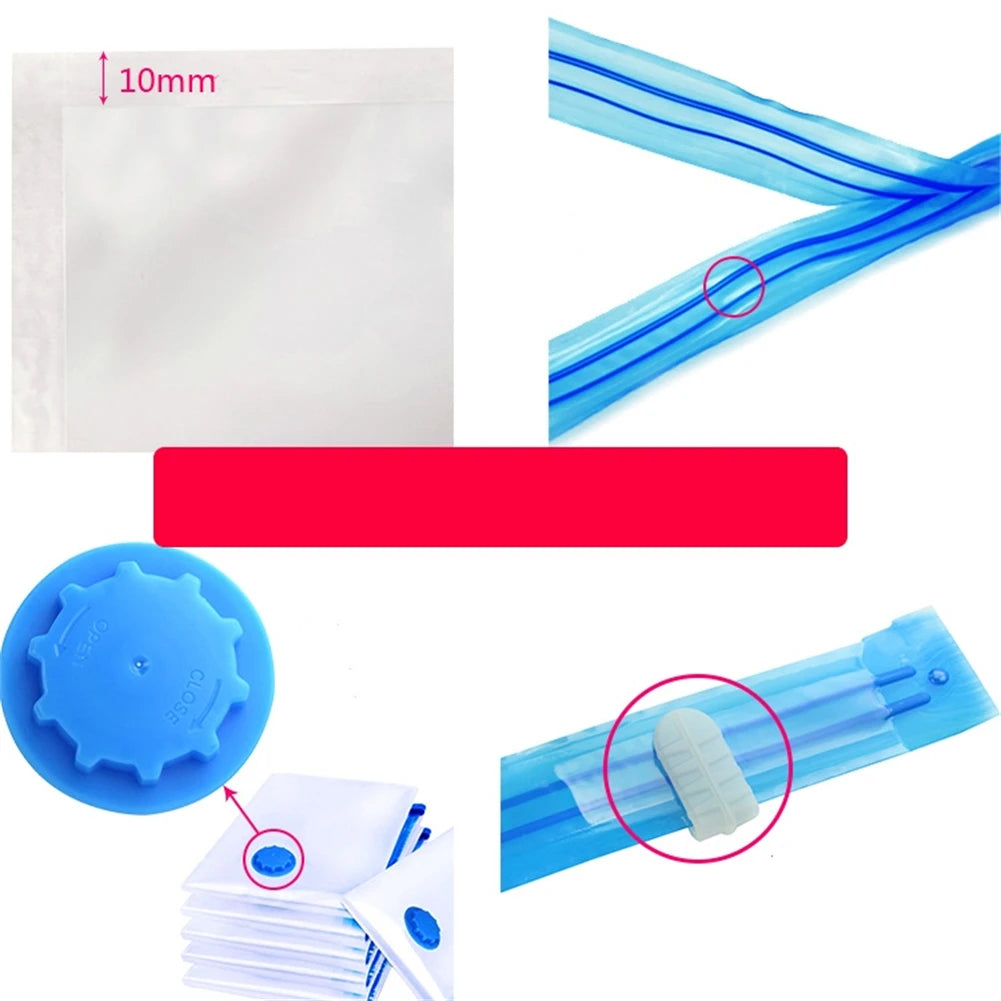 Vacuum Storage Bags With Valve Transparent Folding Compressed Space Saving Travel Seal Packet Organizers For Towel Cloth Blanket