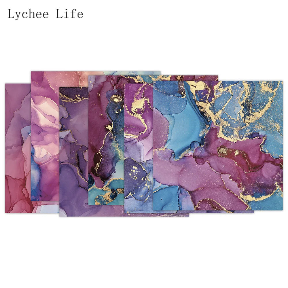 Lychee Life, 12 hojas con estampado de flores y mar, almohadillas de papel de fondo para álbum de recortes, paquetes de papel para diario basura Vintage, Artesanías hechas a mano de arte