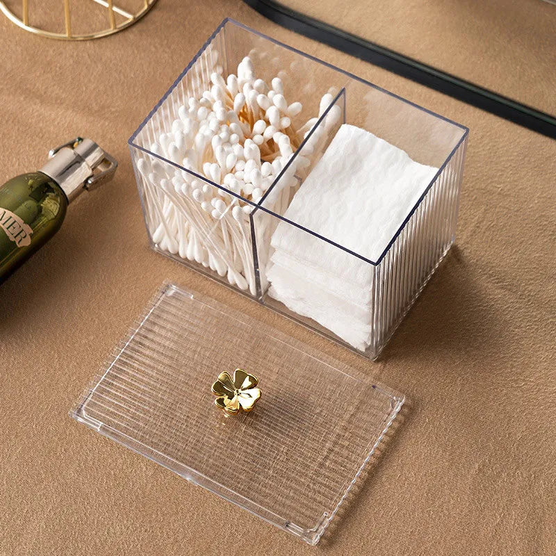 Transparent Acrylic Cotton Swab Storage Box Desktop Dust-Proof Makeup Removal Cotton Lipstick Cosmetics Storage Organization