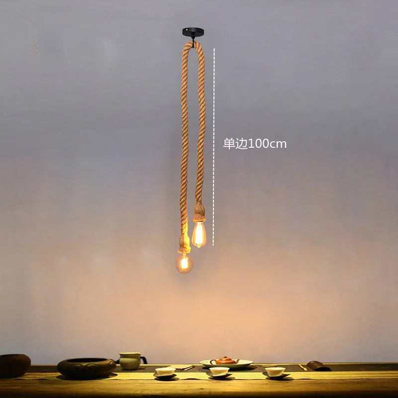 Rétro Vintage corde de chanvre suspension américaine industrielle lampes suspendues créatif Loft Style campagnard plafonniers E27 Edison LED