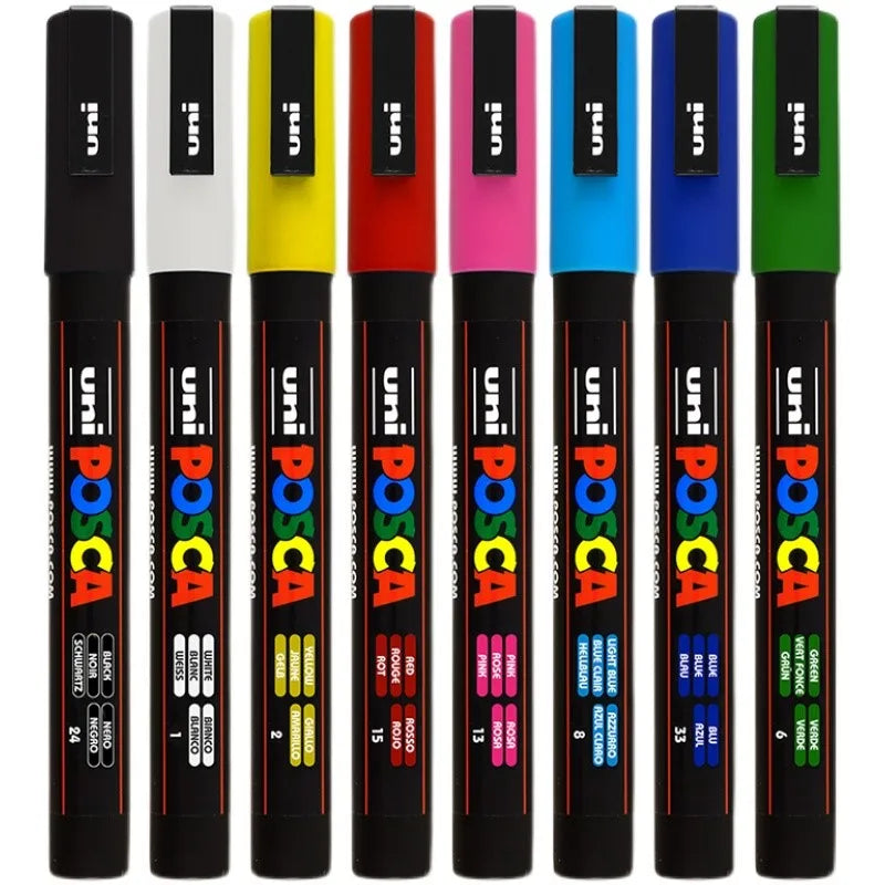 Uni Marker Pen, PC-3M Acrylic posca marcadores permanent marker graffiti paint pen For Rock Metal Leather Ceramic Glass Plastic