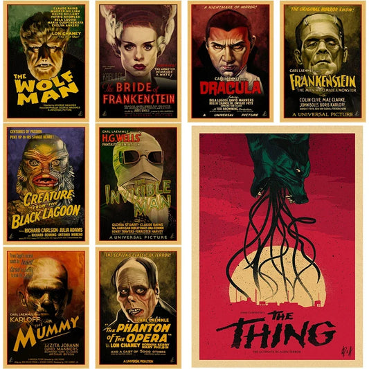 Monsters Movie Poster Retro Kraft Paper Prints Vintage Home Decor Picture Living Room Decoration Horror Film Art Wall Painting