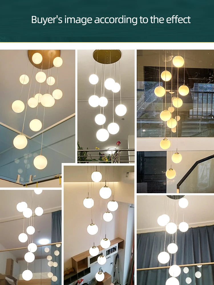 Nordic Pendant Lamp Spherical Living Room Lamp Modern Apartment Pendant Lamp Staircase Interior Decoration Restaurant Chandelier