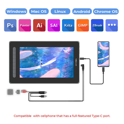 XPPen Artist 12 2. ª generación, tableta gráfica de 12 pulgadas, Monitor 8192 niveles, 60 inclinación X3, tableta de dibujo artístico Stylus para Android, Windows y Mac