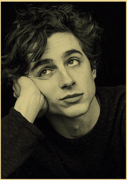 Timothee Chalamet Retro Poster Kraft Paper Prints and Posters Home Room Bar Cafe Movie Theater Decor Aesthetic Art Wall Painting