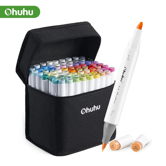 Ohuhu marqueur stylo marqueurs de couleur huileux Art marqueur ensemble Double tête coloriage Manga croquis dessin alcool feutre stylo fournitures scolaires