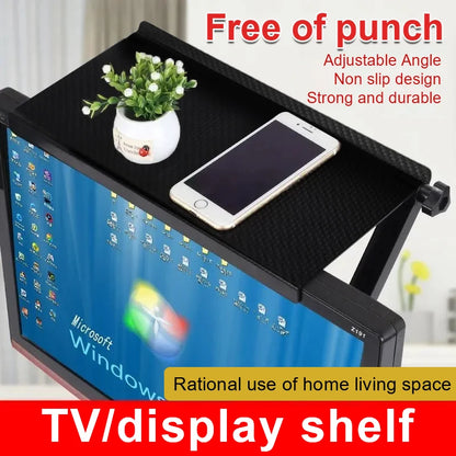 Étagère de rangement supérieure pour écran de télévision, support de rangement réglable pour moniteur, support d'affichage de bureau pour ordinateur, support de rangement pour routeur TV, organisateur de maison