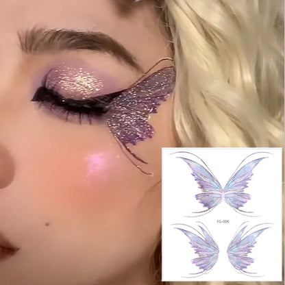 Music Festival Makeup Temporary Tattoo Sticker Waterproof Women Eyes Face Hand Body Art Glitter Fairy Butterfly Fake Tattoo