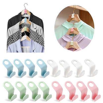 20PCS Wardrobe Hanger Hooks Organizer Connect Multifunction Cascading Plastic Bedroom Wardrobe Storage Space Saving Coat Hook