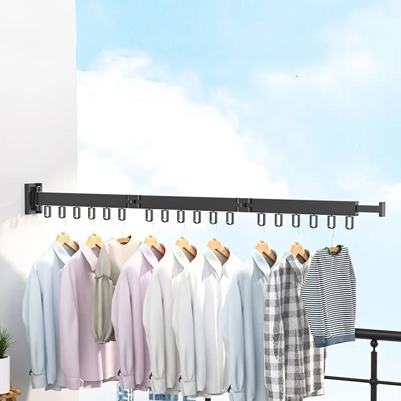 Wall-Mounted Foldable Aluminum Alloy Clothes Drying Rack Perfect for Balcony Bedroom Kitchen Living Room