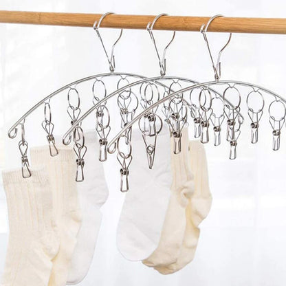 Clothes Drying Hanger with 32 Clips / 8 Clips Socks Underwear Drying Folding Laundry Hanging Rack