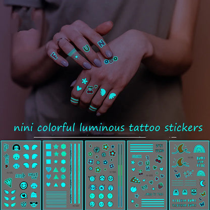 Luminous Fake Tattoo Sticker Art Temporary Tattoos on The Body Waterproof Colorful Heart Temporary Sexy Tattoos for Finger