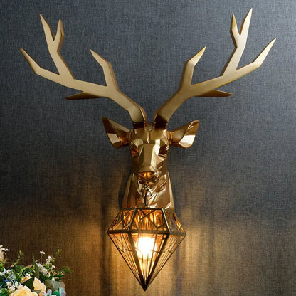 Nordic Modern Antler Wall Lamp Deer Head Resin Sconce Bedroom Lighting Kitchen Fixture Light Home Decor Lighting Living Room Led