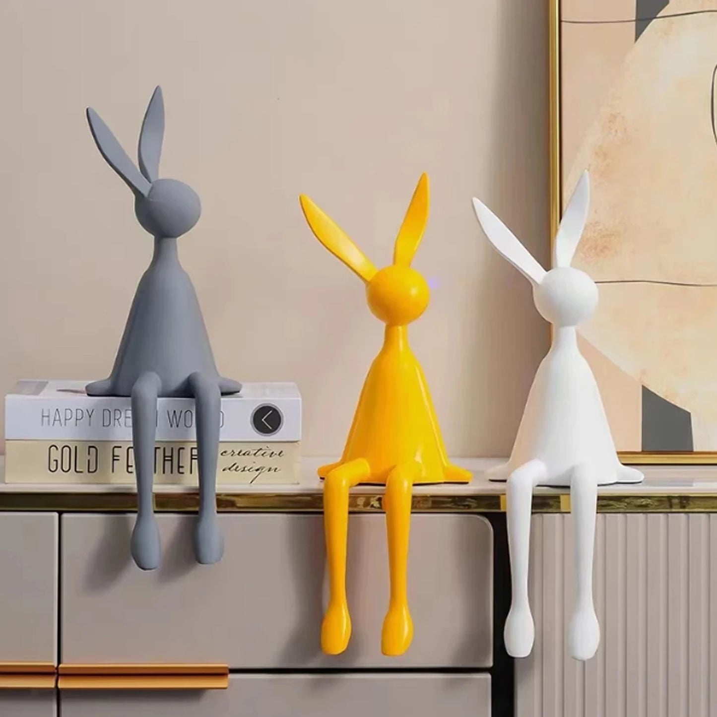 Nordic Home Decorate Figurines for Interior Gift Rabbit Statue Christmas Room Decor Abstract Art Sculpture Desk