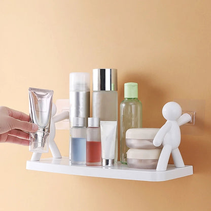 Nuevos estantes de almacenamiento creativos para el baño, bonitos estantes de muñecos blancos, estantes autoadhesivos para almacenamiento de cosméticos para el baño