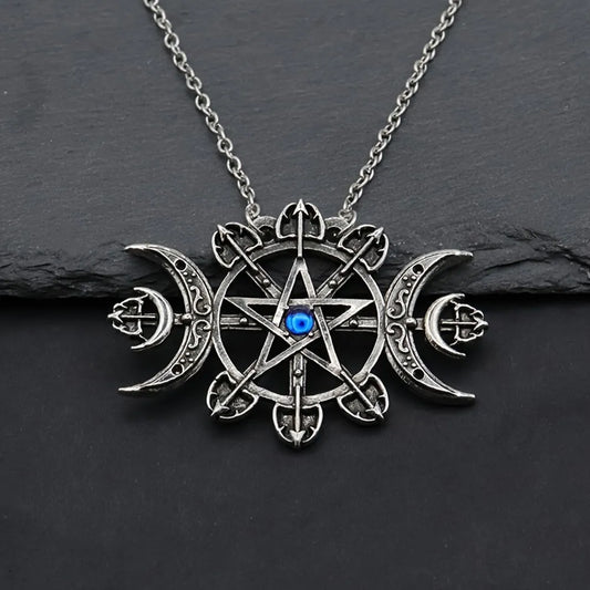 Collar de luna con bendición de pentagrama de Mystic Witcher para mujer, collar gótico, accesorios góticos para niña, joyería de diseñador