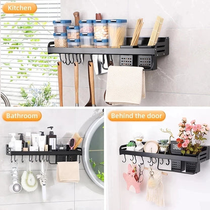 Kitchen Organizer Shelf Wall-mounted Spice Storage Rack Kitchen Knife Holder Wall Seasoning Chopstick Spoon Shovel Storage Sheif