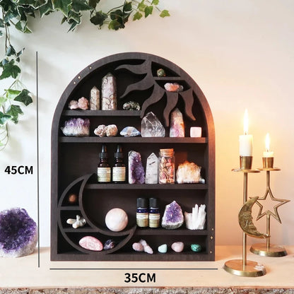 New Art Essential oil Display Rack Crystal Stone Wall Boho Hanging Gothic Decoration Wall Stand Mounted Organizer Home Decor