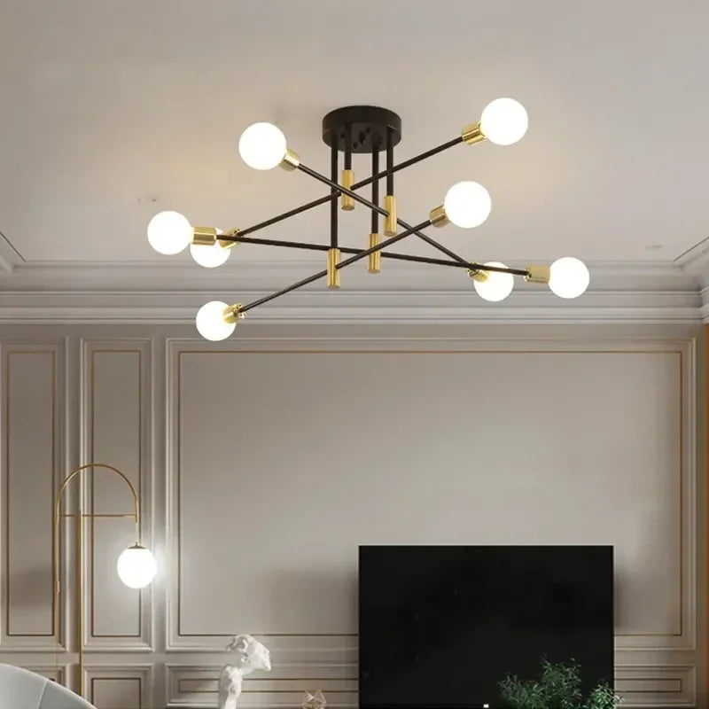 6 Heads Modern LED Chandelier Retro Creative Ceiling Pendant Lighting Living Room Bedroom Hall Home Decor Lndoor Lights Fixture