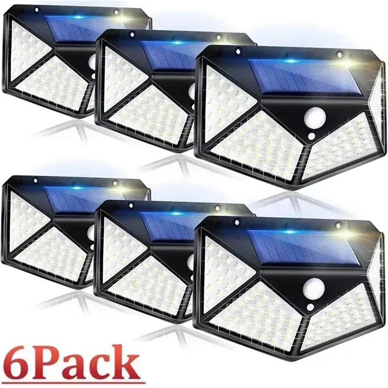 1/2/4/6Pcs 100 LED Solar Wall Lights Outdoor Solar Lamp PIR Motion Sensor Solar Powered Sunlight Street Light for Garden Light