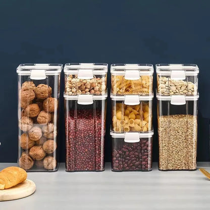 Caja de almacenamiento de alimentos de plástico sellada, tarros secos de cereales y dulces con tapa, contenedores de almacenamiento para nevera, artículos para el hogar, organizador de cocina