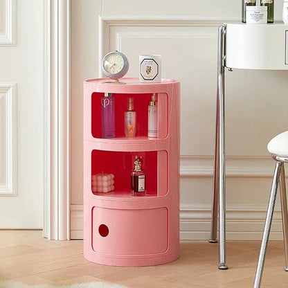 Nordic Bedside Cabinet Small Round Modern Plastic Storage Cabinet Narrow Cabinet Multi Layer Side Cabinet for Living Room