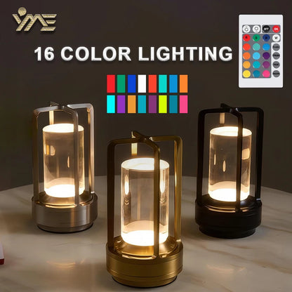 RGB 16 color LED Table Lamp Touch Decor for Bar Coffee Table Restaurant Decoration Light Desk LED Rechargeable Night Lights