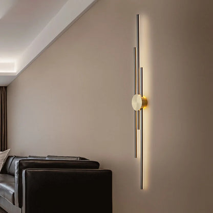 Lámpara de pared moderna y larga LED para sala de estar, comedor, Loft, candelabro montado en la pared, decoración, luz de noche para dormitorio, accesorio de escalera