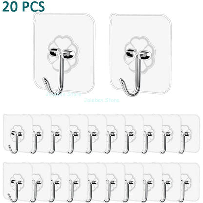 Transparent Wall Hooks Heavy Duty Multi-Purpose Wall Hook Adhesive Hooks Door Hangers Load Rack Hooks Strong Bathroom Kitchen