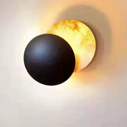 Lámpara de pared redonda moderna para pasillo, iluminación de pared Eclipse para dormitorio, iluminación de noche interior, luz de pared decorativa para sala de estar