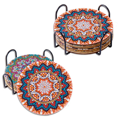 RUOPOTY 6pc/sets Diamond Painting Coasters with Holder Mandala Coasters DIY Diamond Art Crafts For Adults Diamond Kits