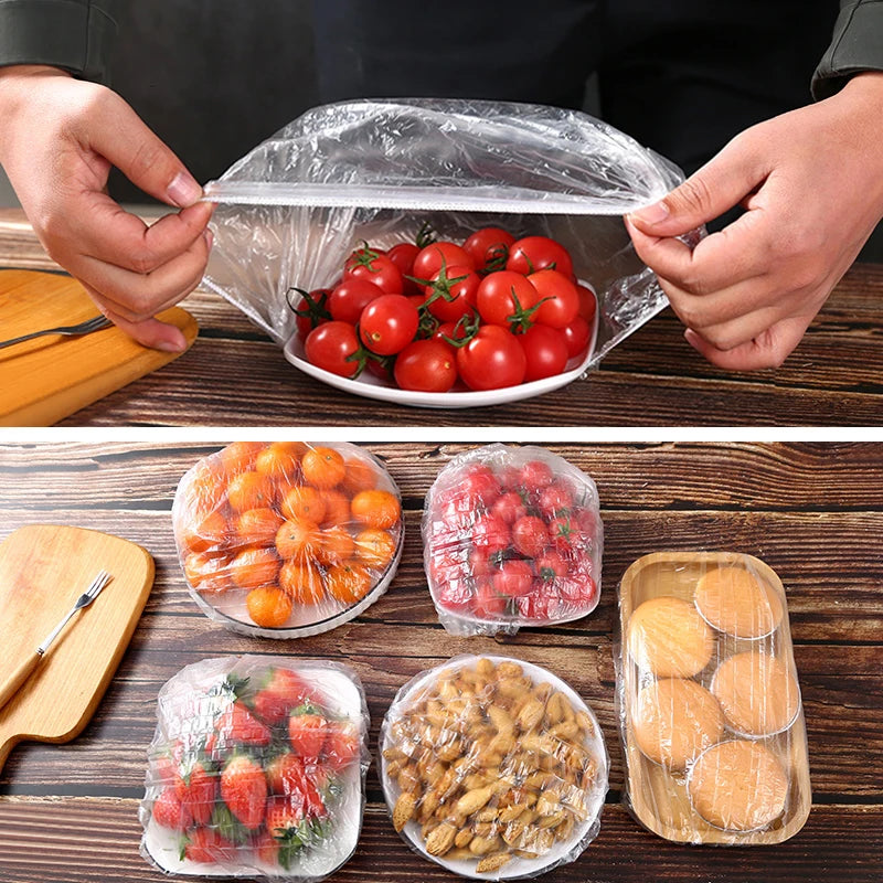 Cubierta desechable reutilizable para alimentos, envoltura de plástico, tapas elásticas duraderas para alimentos, tazones, cubiertas de platos elásticos para cocina, bolsa de ahorro de alimentos