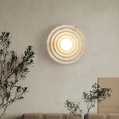 Wabi-sabi Round Circle Wall Lamp Japanese Style Corridor Aisle Living Room Homestay Sconce Retro Bedroom Bedside Decor LED Light