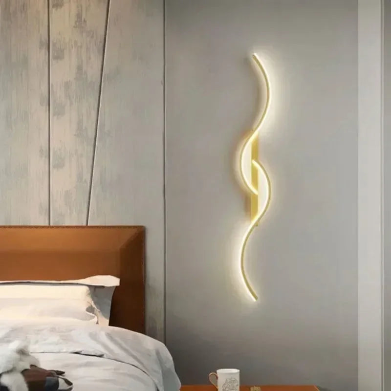 Modern LED Wall Lamp Minimalist Bedroom Bedside Led Sconce Long Strip Lustre Living Room Sofa Home Interior Lighting Fixtures